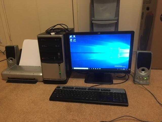 PC with monitor, Printer, Keyboard, Mouse and speakers for sale