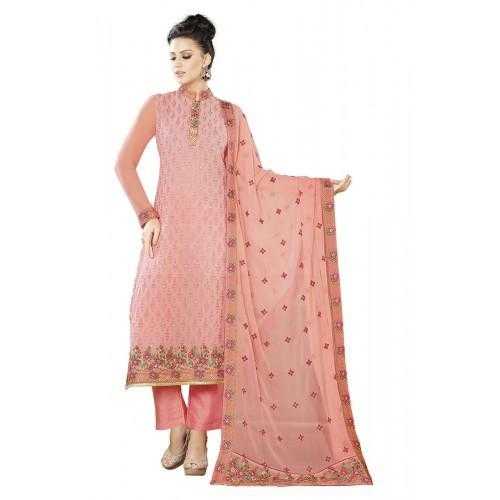 PEACH GEORGETTE CHURIDAR SUIT