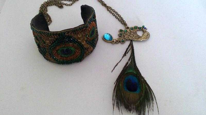 Peacock Cuff and Necklace