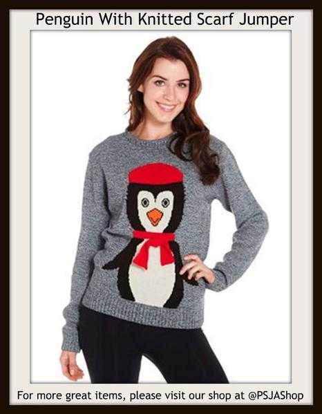 Penguin With Knitted Scarf Jumper