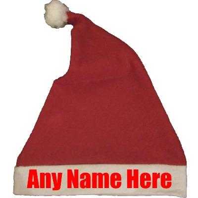 PERSONALISED SANTA HATS - WITH ANY NAME OR TEXT- GREAT CHRISTMAS FUN