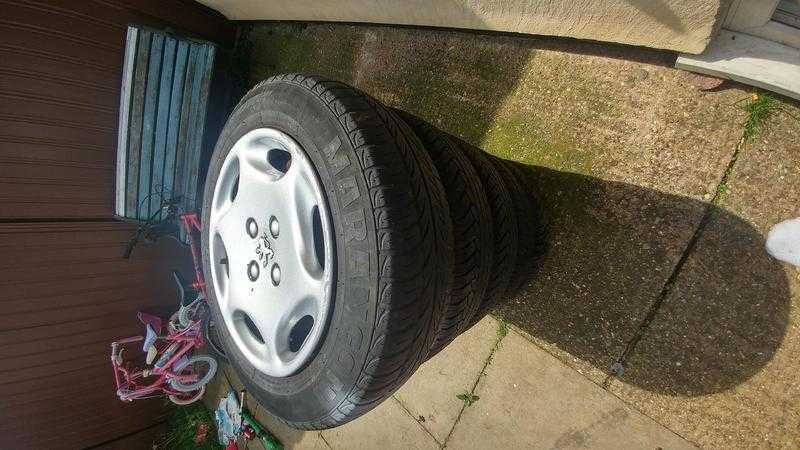 Peugeot 106 5 steel wheels and legal tyres in Wellingborough