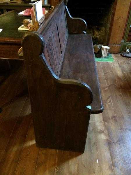 Pew Bench - Beautiful Dark Wood, Bible Holder behind back rest - very good condition