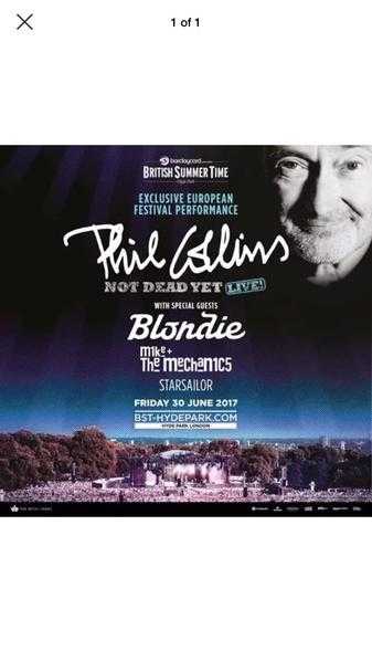 Phil Collins Ticket X2 Hyde Park. 30th June