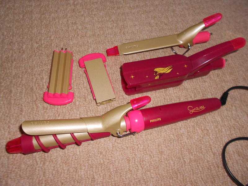 Philips Pink Girl Glam Hair Styling Set with mirror - great condition
