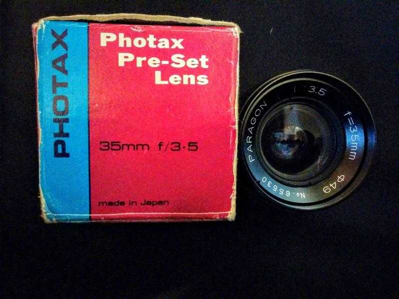 Photax Pre-Set Lens 35mm f3.5 Vintage Camera Lens