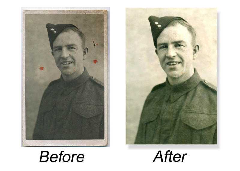 Photo restoration, ideal for funeral order of service leaflets and headstone photos.