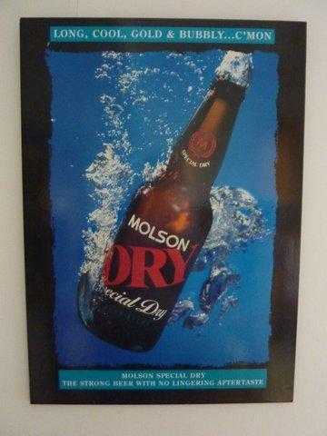 Picture  Poster Board - Molson Dry  c1993 - for home bar ,club, or collector