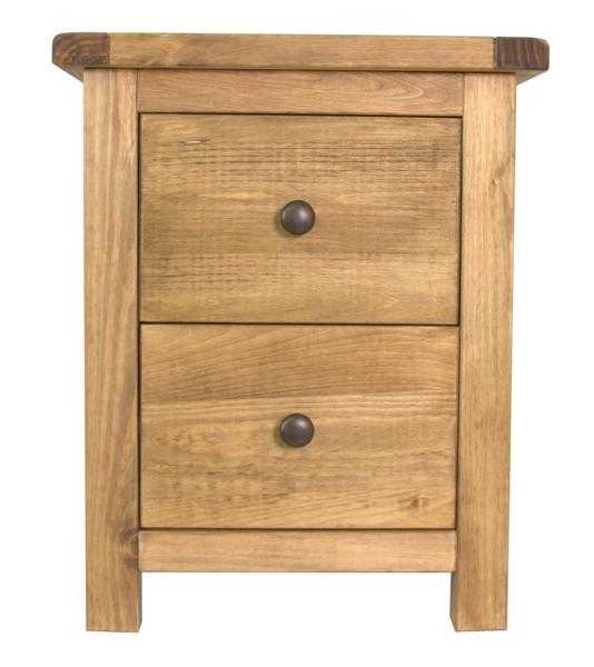 Pine 2 Drawer Bedside Wax Finish