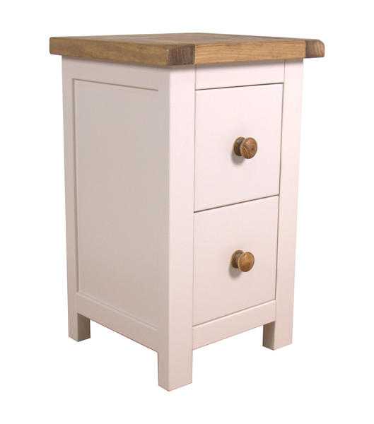 Pine 2 Drawer Petite Bedside White amp Wax Finish