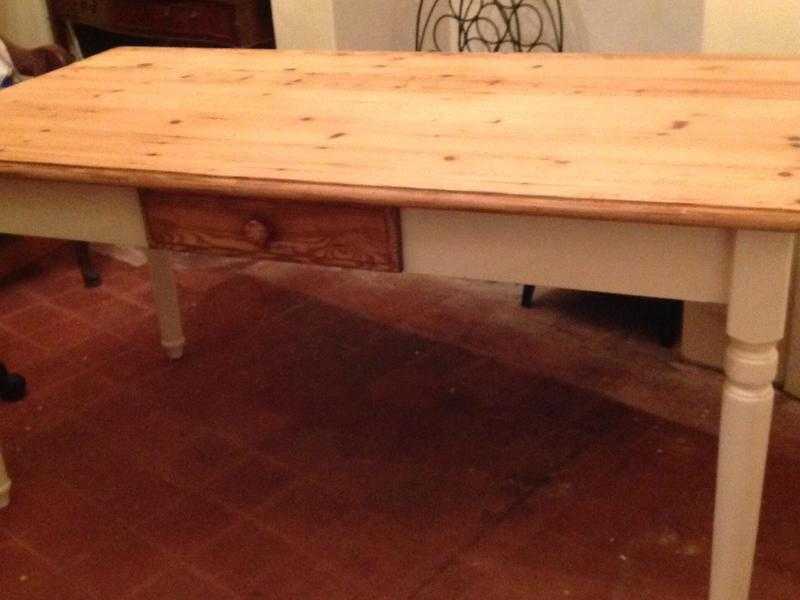 Pine and cream dining table