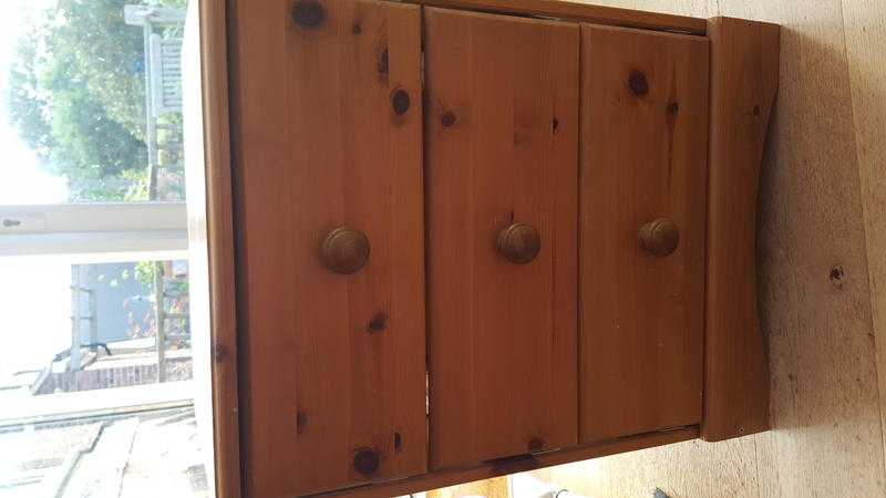 Pine bed side cabinet 3 drawer