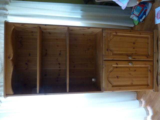 Pine book case with cupboards