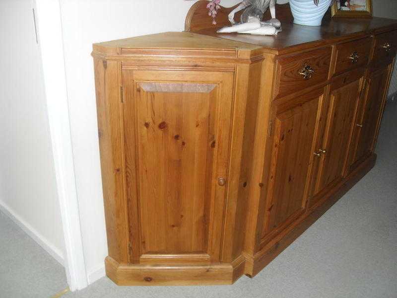 Pine corner unit cabinet