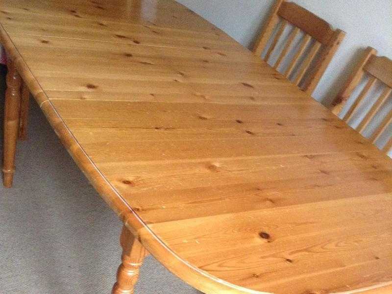 Pine dining table, seats 6