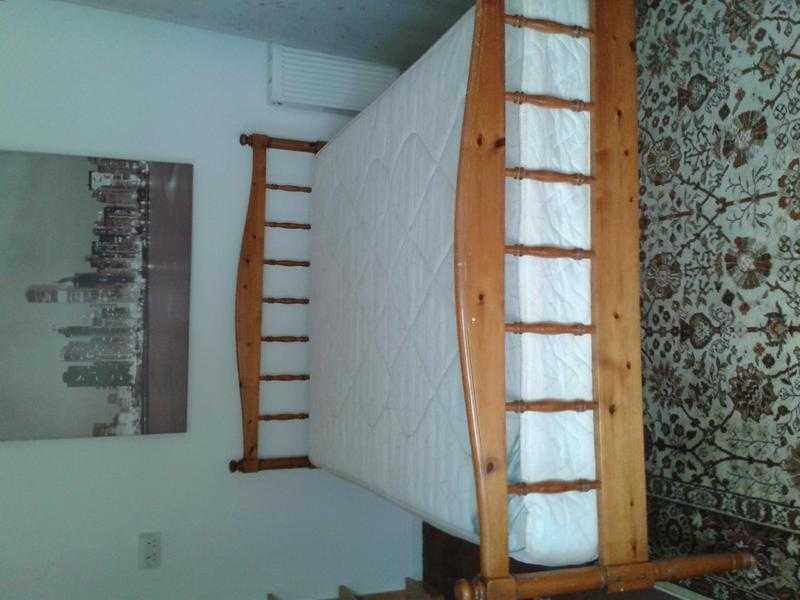 Pine Double bed frame amp Mattress - DELIVERY AVAILABLE