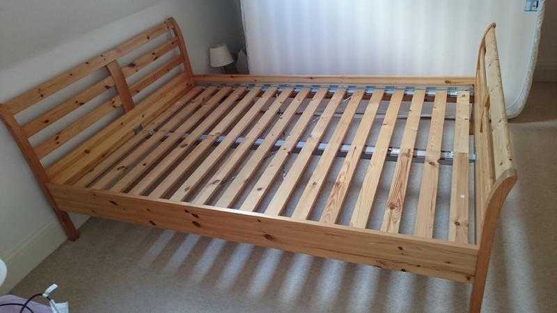 Pine double bed frame for sale.