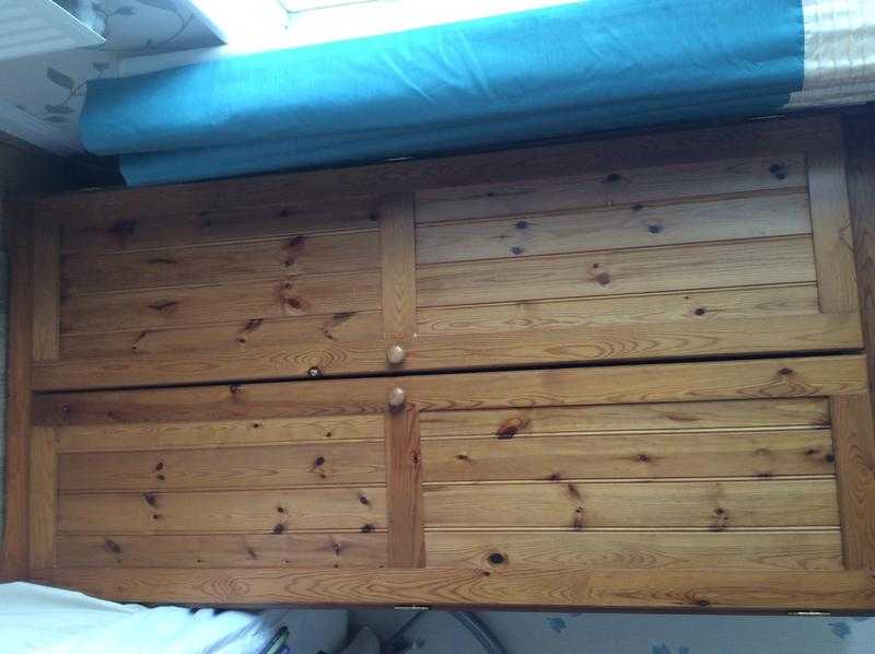 Pine double wardrobes and 3 door light oak wardrobe for sale