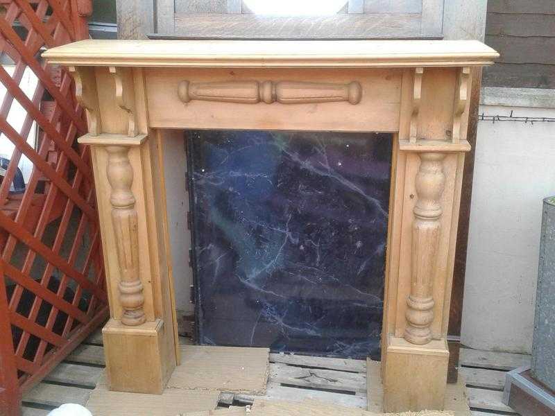 Pine fire surround and hearth