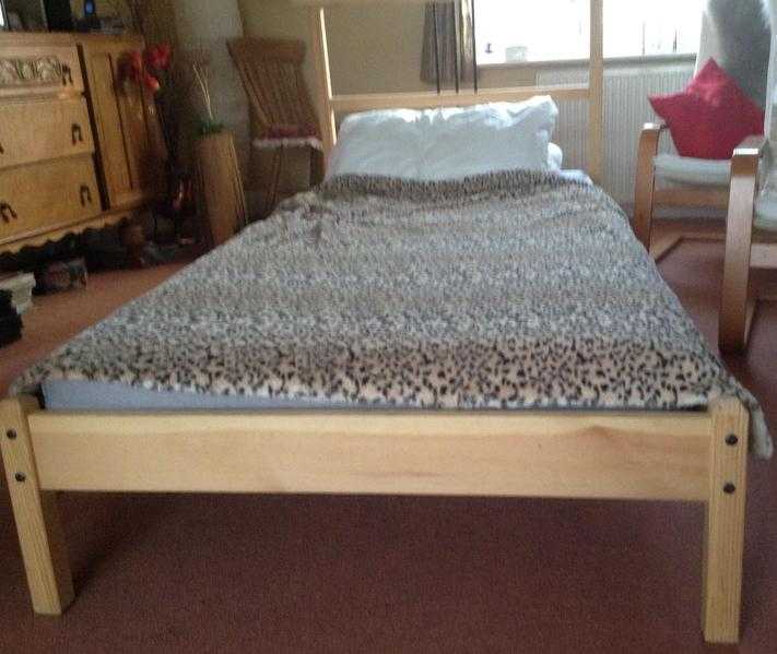 Pine Single Bed and Mattress