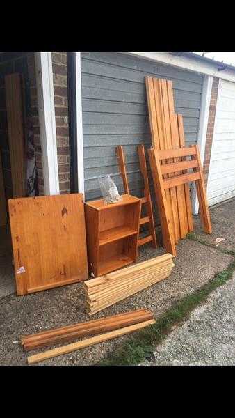 Pine single Bed,desk and shelf bargain