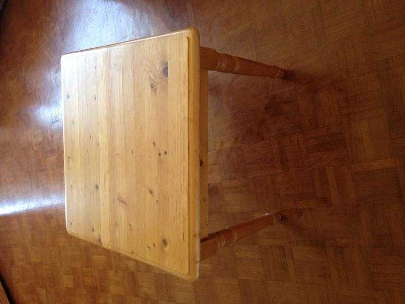 Pine table 45cm high x 55cm x 55cm.  Calls only