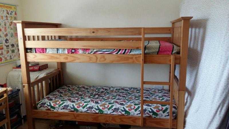 Pine wood Bunk Bed, standard size with Mattresses