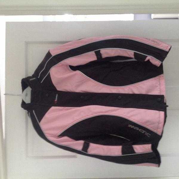 Pink and black motorcycle jacket