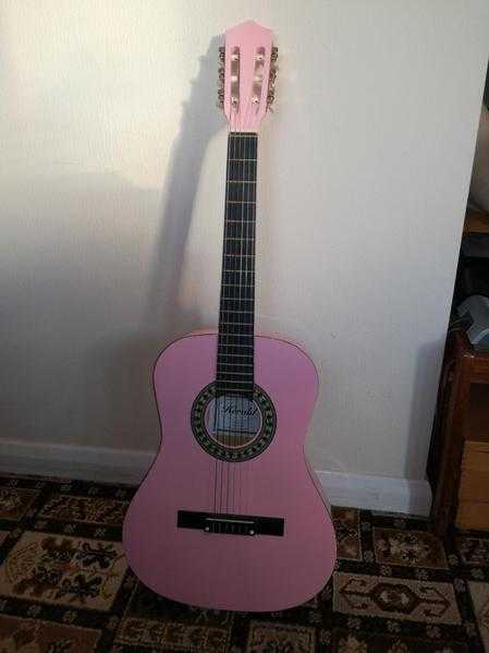 Pink guitar with picks