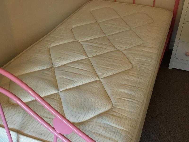 Pink Heart Girls 3ft Single Bed Frame and Mattress