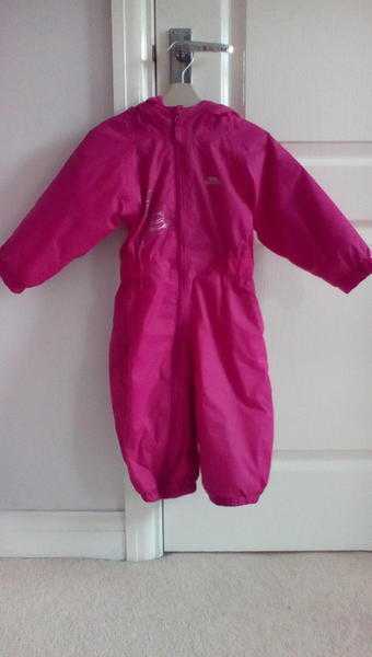 Pink Trespass all in one padded rainsuit 12-18 months