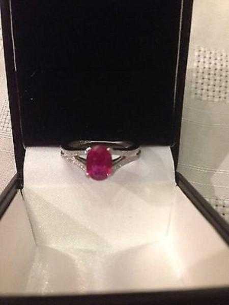 Platinum Ruby and Diamond Set Ring With 1.19 Carat Ruby As New