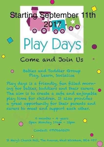 Play days (playgroup newborns-4year olds)