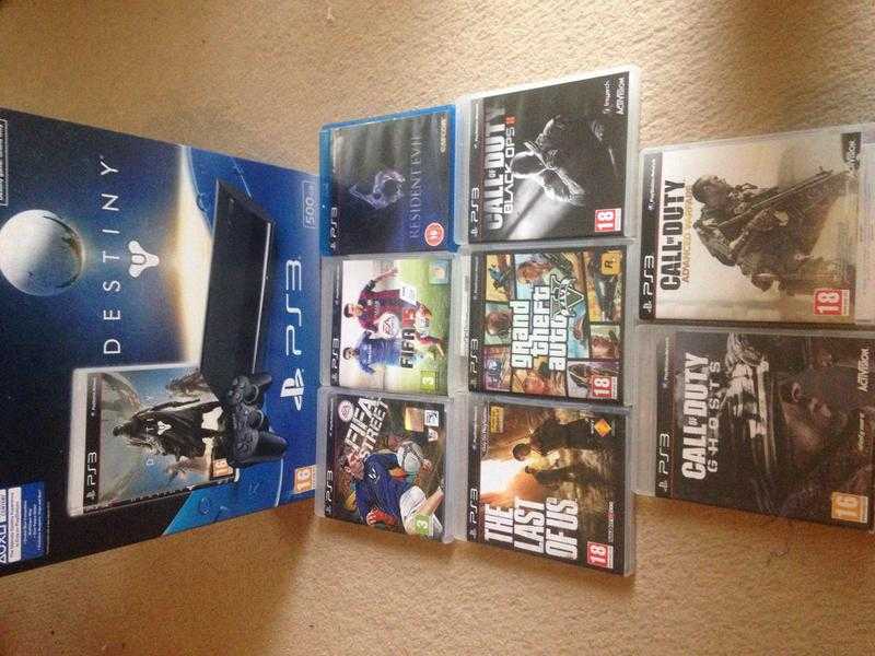 Play station 3 with box and 8 games in excellent condition