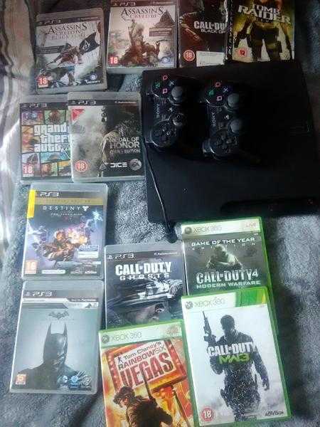 Playstation 3 plus 2 controllers and all games