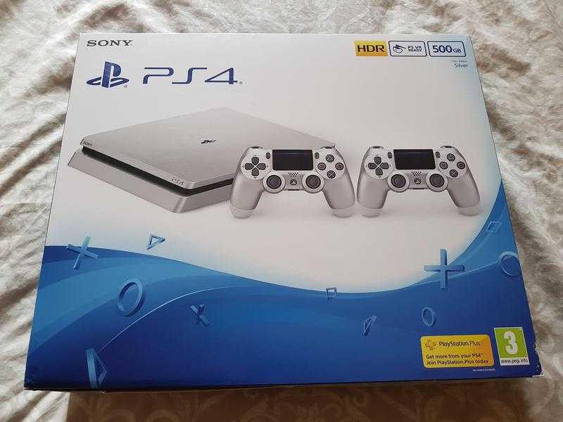 PLAYSTATION 4 SILVER 500GB 2 CONTROLLERS NEW BOXED