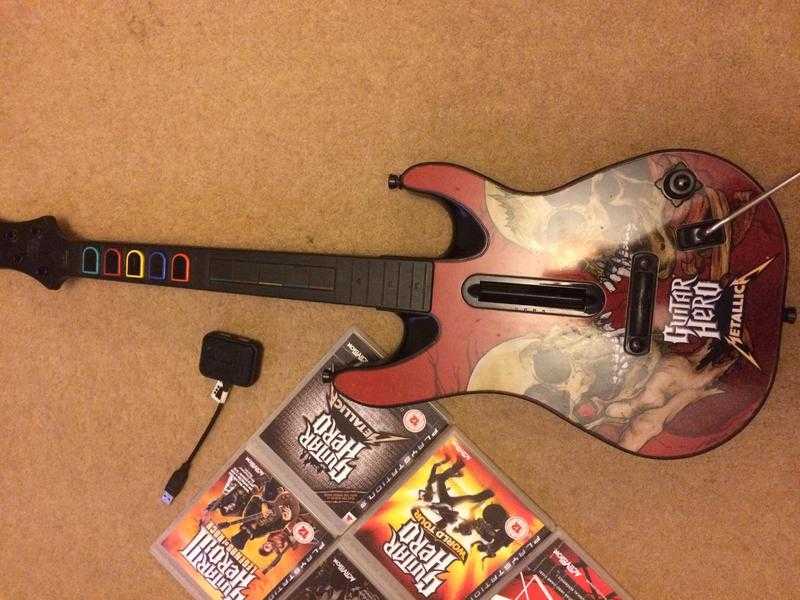 PlayStation3, Guitar hero games x6, connector amp guitar