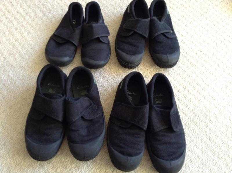 Plimsoles Clarks childrens black, various sizes