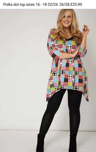 Polka Dot Check Top (Sizes 16-24)