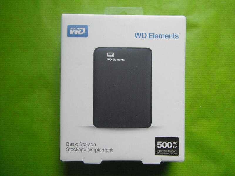 Portable External Hard Drive (HDD) WD Elements 500 GB