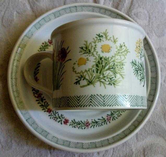 PORTMEIRION THE NATIONAL TRUST GARDEN HERBS 5 SAUCERS AND 5 CUPS