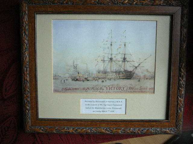 PORTSMOUTH Victory SAILING SHIP commemorative framed picture. S M BA memoberillia . Lovely frame