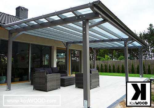PRAGA wall-mounted terrace roof with FREE delivery and fitting PRICE PER SQUARE METER