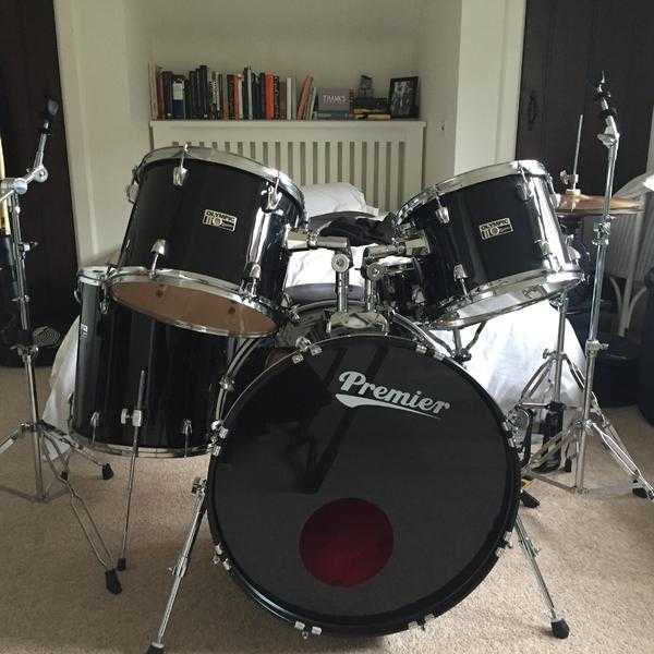 Premier Olympic 5 Piece Drum Kit with Paiste Signature Crash Cymbal, Sabian AA Ride Cymbal amp Extras