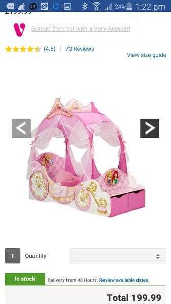 Princess toddler carriage bed