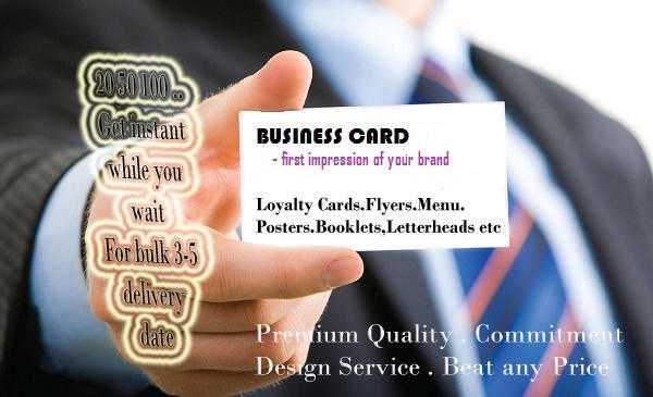 Print Business Cards  Loyalty Card 3.2p, Flyers 1.7p, Posters 44p Letterheads Booklet Menu etc