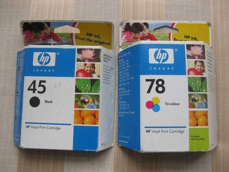 Printer cartridges HP78 tri colour and HP45 black inkjet cartridges