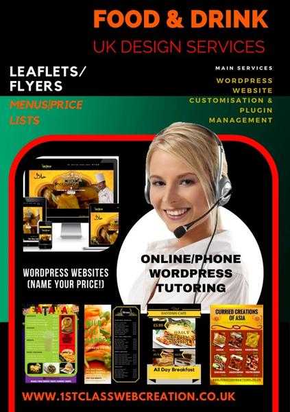 Professional Food Drink Catering Leaflet Flyer Menu Price List Promotion Design WordPress Websites