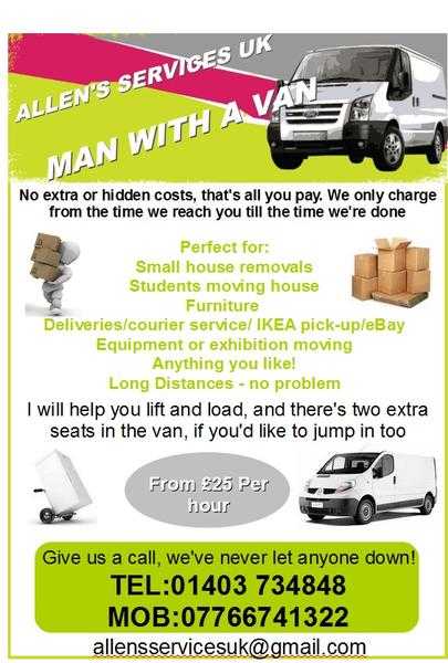 Professional Man and Van removals services.