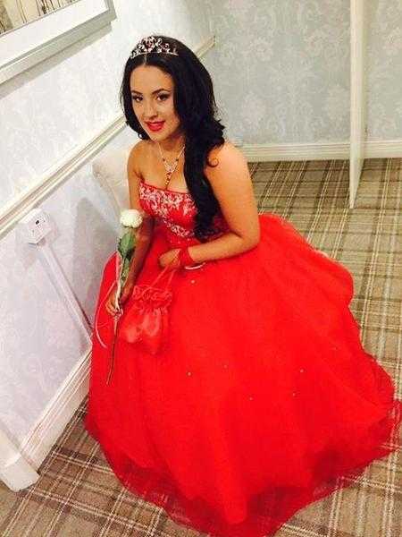 prom dress red with aaccessories